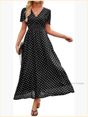 V Neck Empire Waist Chiffon Maxi Dress with Pockets Wedding Guest